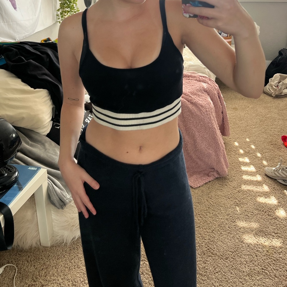 Black and White Striped Crop Top